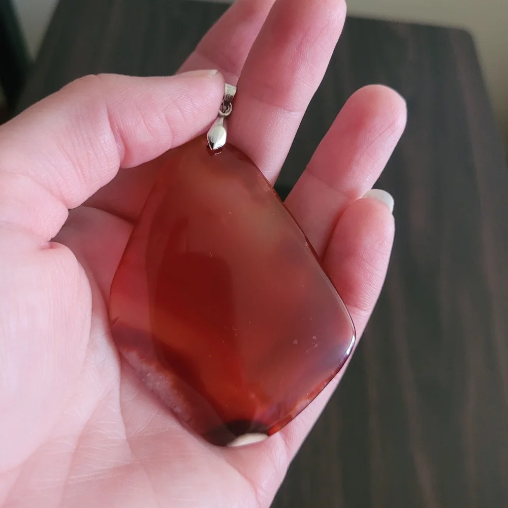 Oversized agate slice pendant - Picture 2 of 4